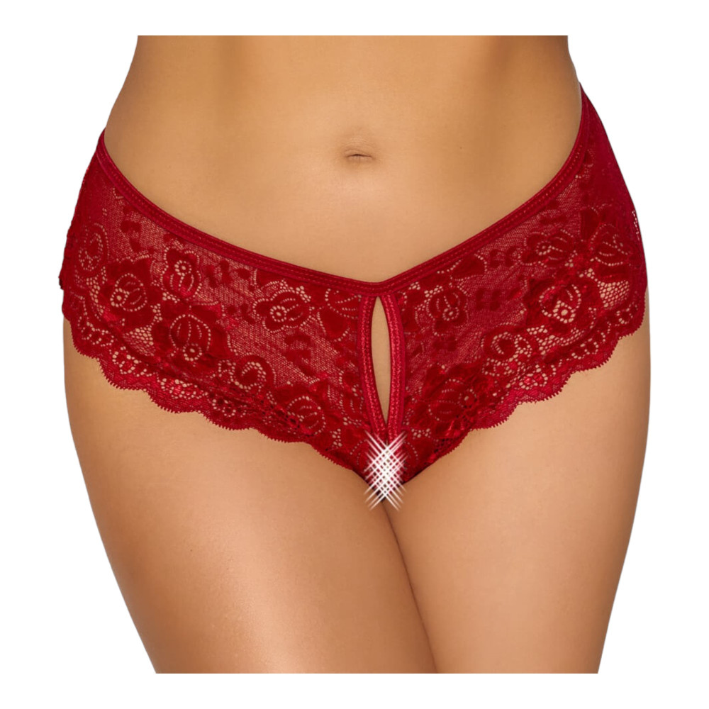 Levně Cottelli - otevřené krajkové kalhotky (červené)