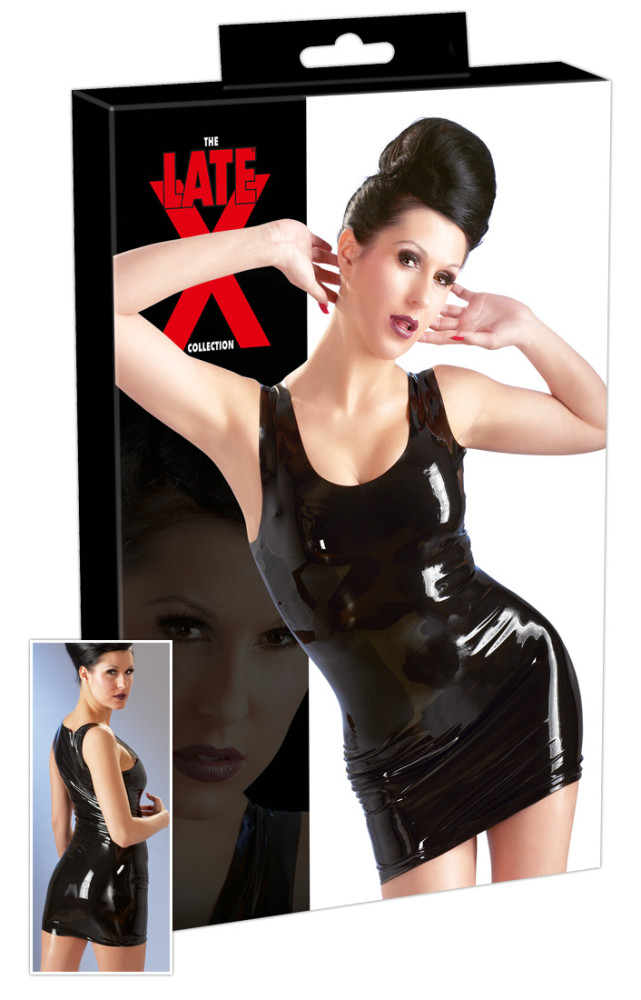 Levně LATEX - mini šaty bez rukávů (černé)