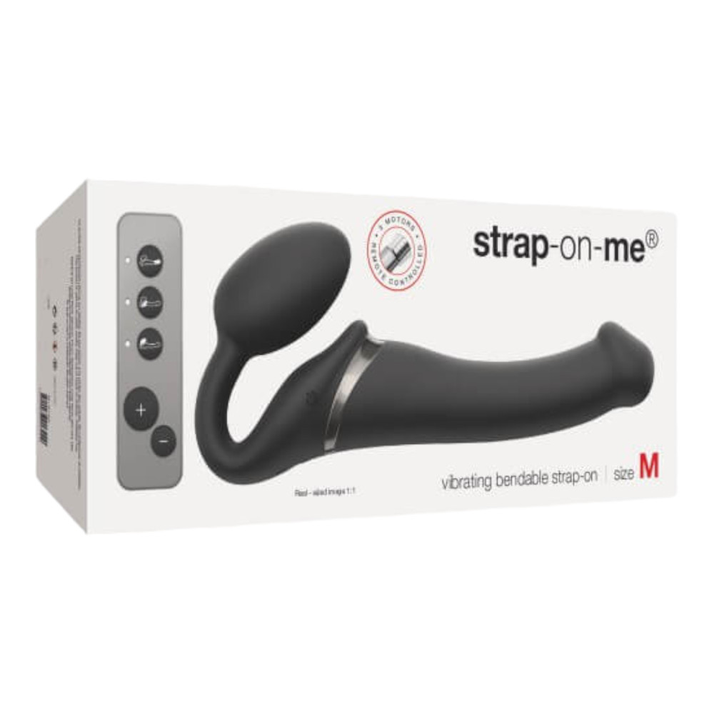 Levně Strap-on-me M - připínací vibrátor bez upevňovacího pásu - střední velikosti (černí)