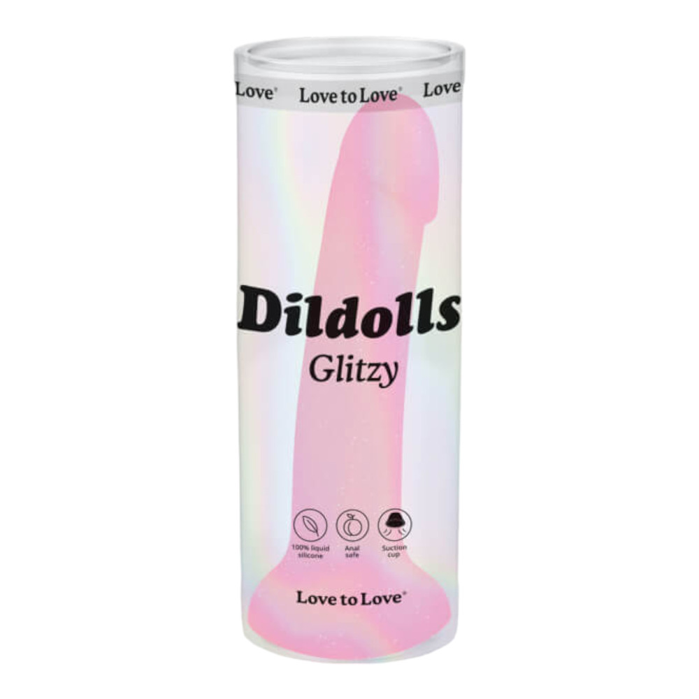 Levně Dildolls Glitzy - silikonové dildo s přísavkou (růžové)