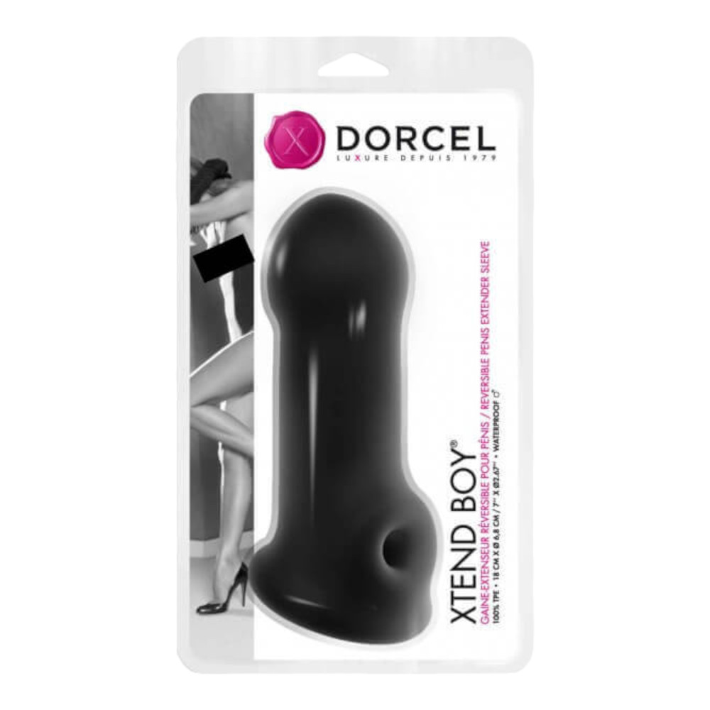 Levně Dorcel Xtend Boy - silikonový návlek na penis (černý)