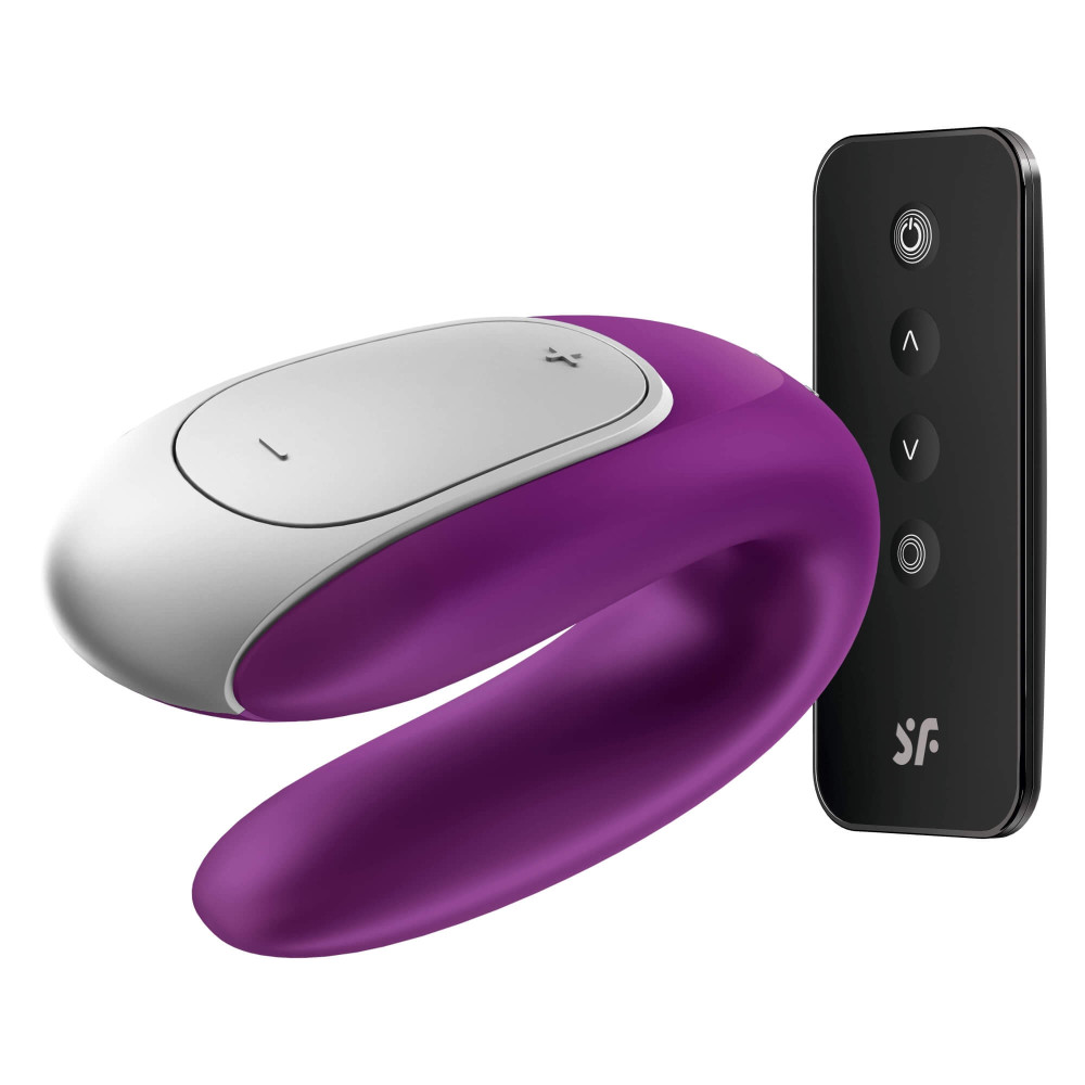 Levně Satisfyer Double Fun - nabíjecí, vodotěsný smart párový vibrátor s dálkovým ovladačem (fialový)