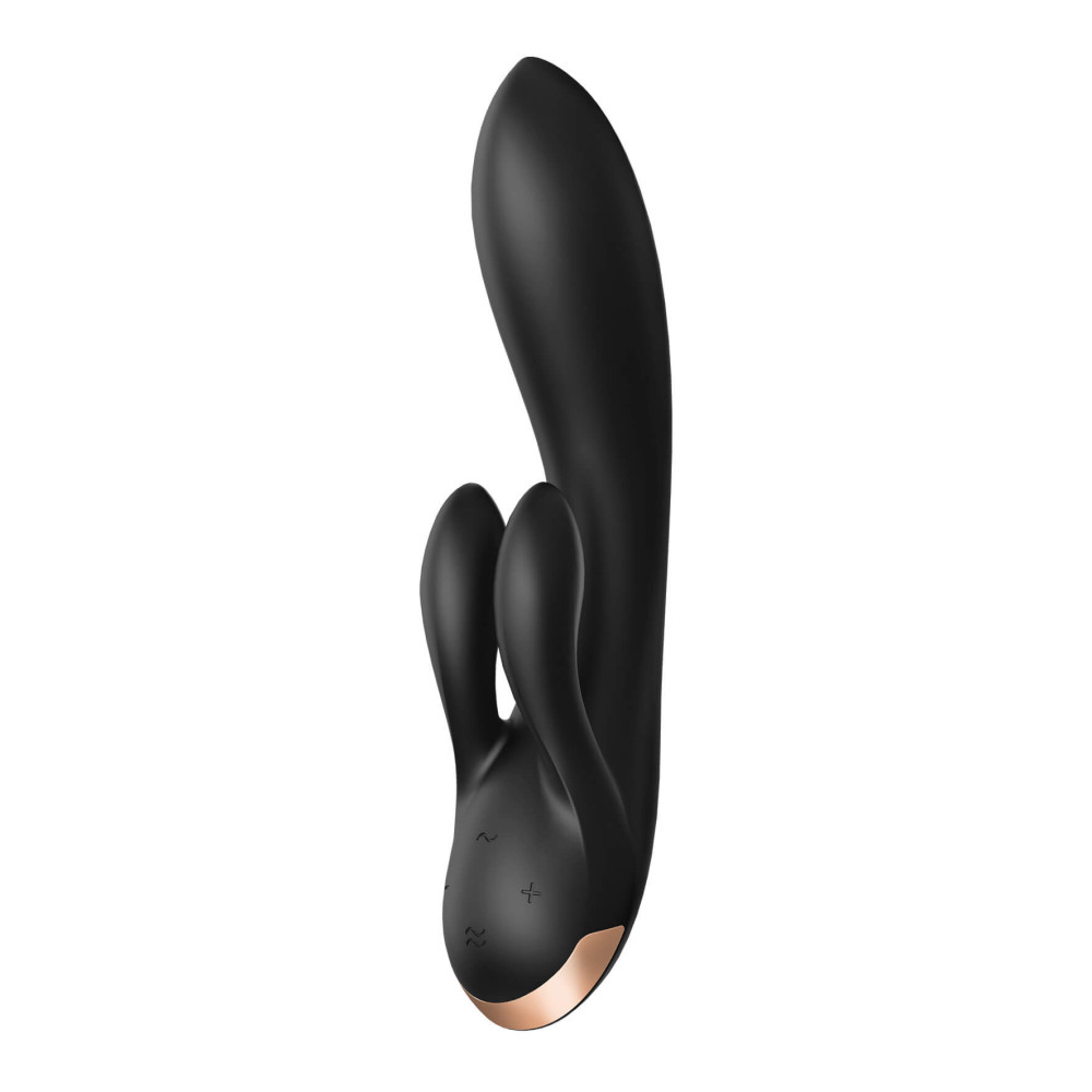 Levně Satisfyer Double Flex - inteligentní vibrátor s dvojitým zajíčkem (černý)