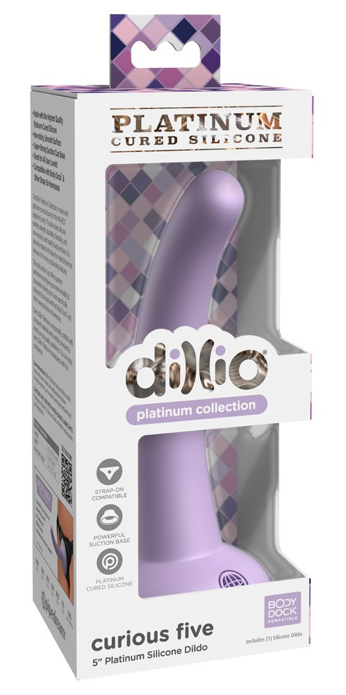 Levně Dillio Curious Five - lepivé silikonové dildo (15 cm) - fialové