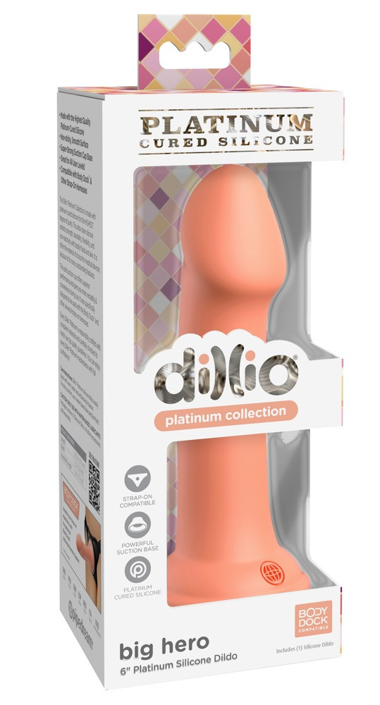 Levně Dillio Big Hero - Silikonové dildo se svorkou (17 cm) - oranžové