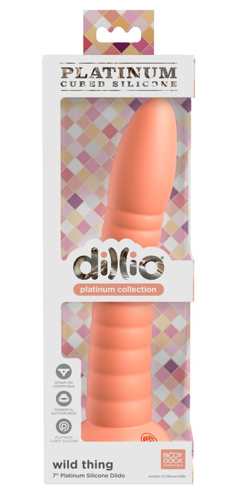 Levně Dillio Wild Thing - silikonové dildo s drážkami (19 cm) - oranžové