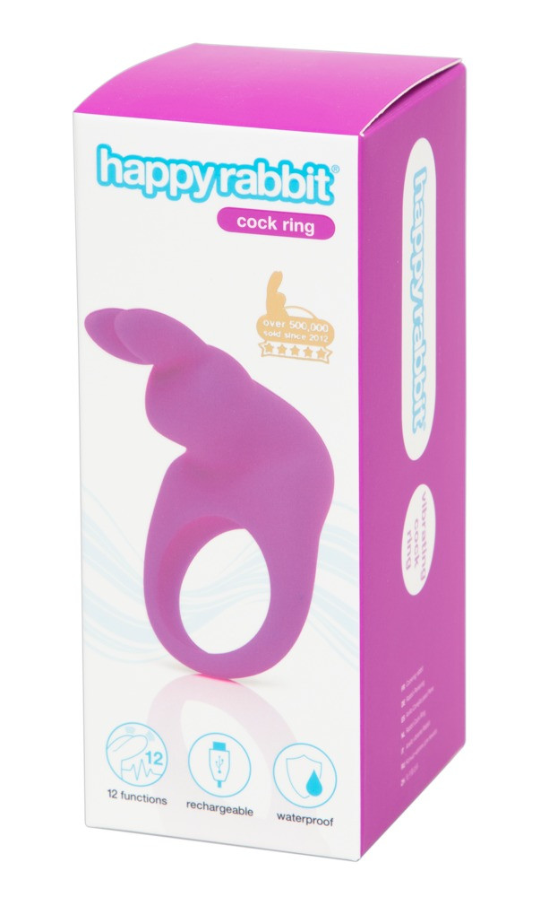 Levně Happyrabbit Cock - dobíjecí vibrační kroužek na penis (fialový)