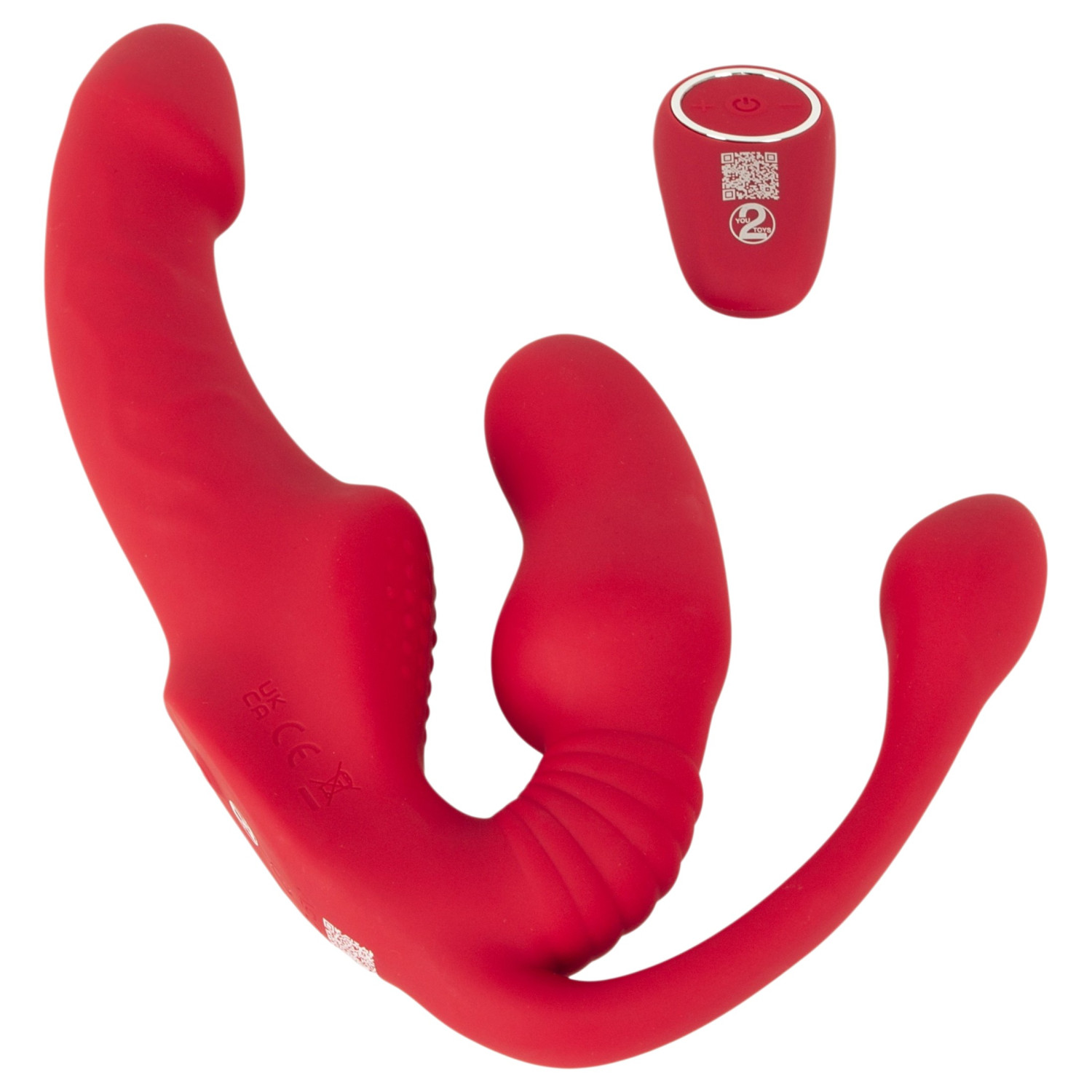 You2Toys Strapless - připínací 3ramenný vibrátor (růžový)