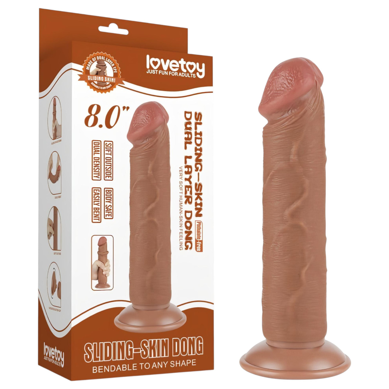 Lovetoy Sliding-Skin - přísavkové dvouvrstvé dildo - 20cm (přírodní)