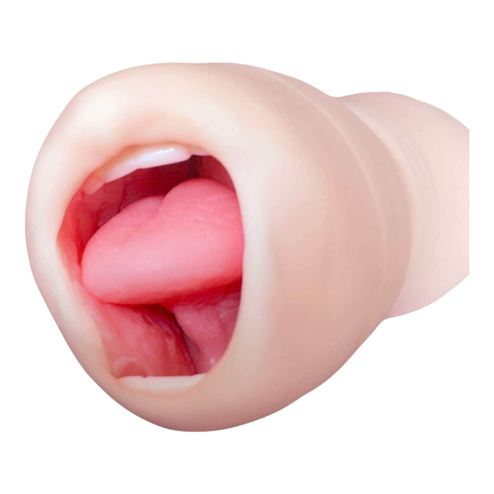 Levně Tracys Dog Cup - realistický masturbátor umělé ústa se zuby (tělová barva)