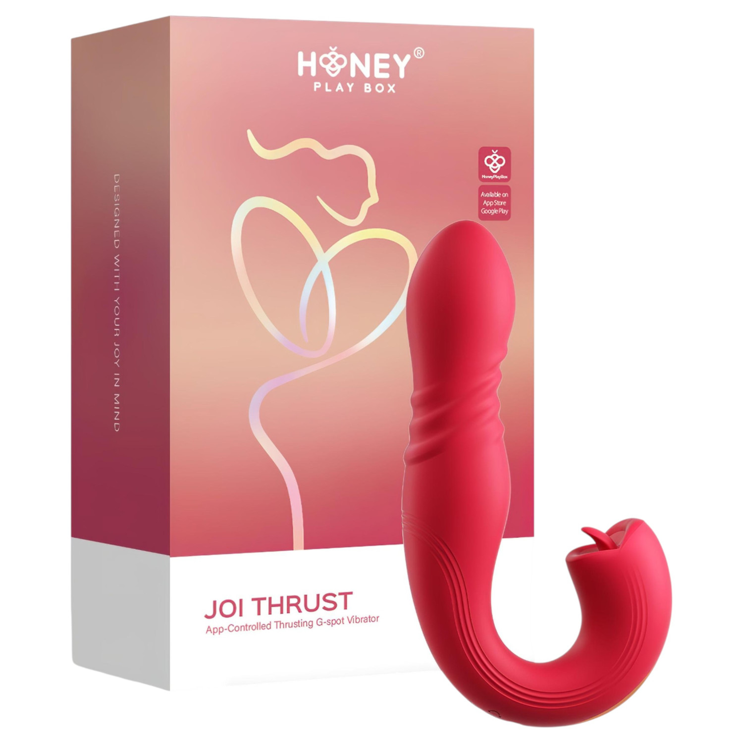Honey Play Box Joi Thrust 2 - chytrý tahací, lízací vibrátor (červený)