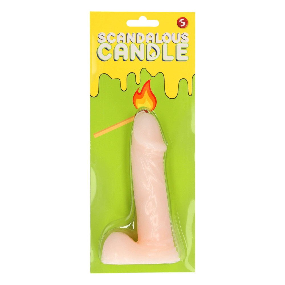 Levně Scandalous - svíčka - penis s varlaty - přírodní (133g)