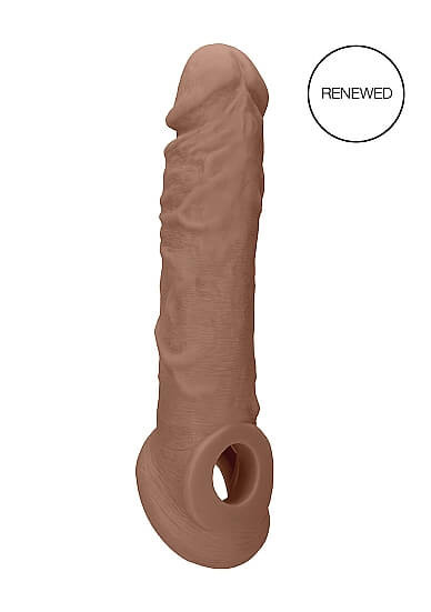 Levně RealRock Penis Sleeve 8 - návlek na penis (21cm) - tmavě tělová barva