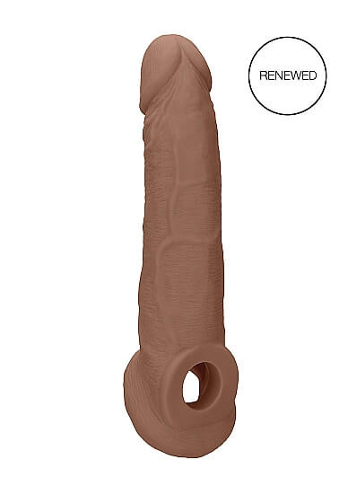 Levně RealRock Penis Sleeve 9 - návlek na penis (21,5 cm) - tmavě tělová barva