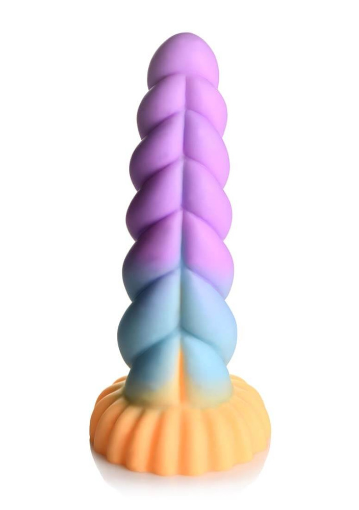 Monstropus Kraken - silikonové dildo s jednorožcem - 21 cm (fialovo-žluté)