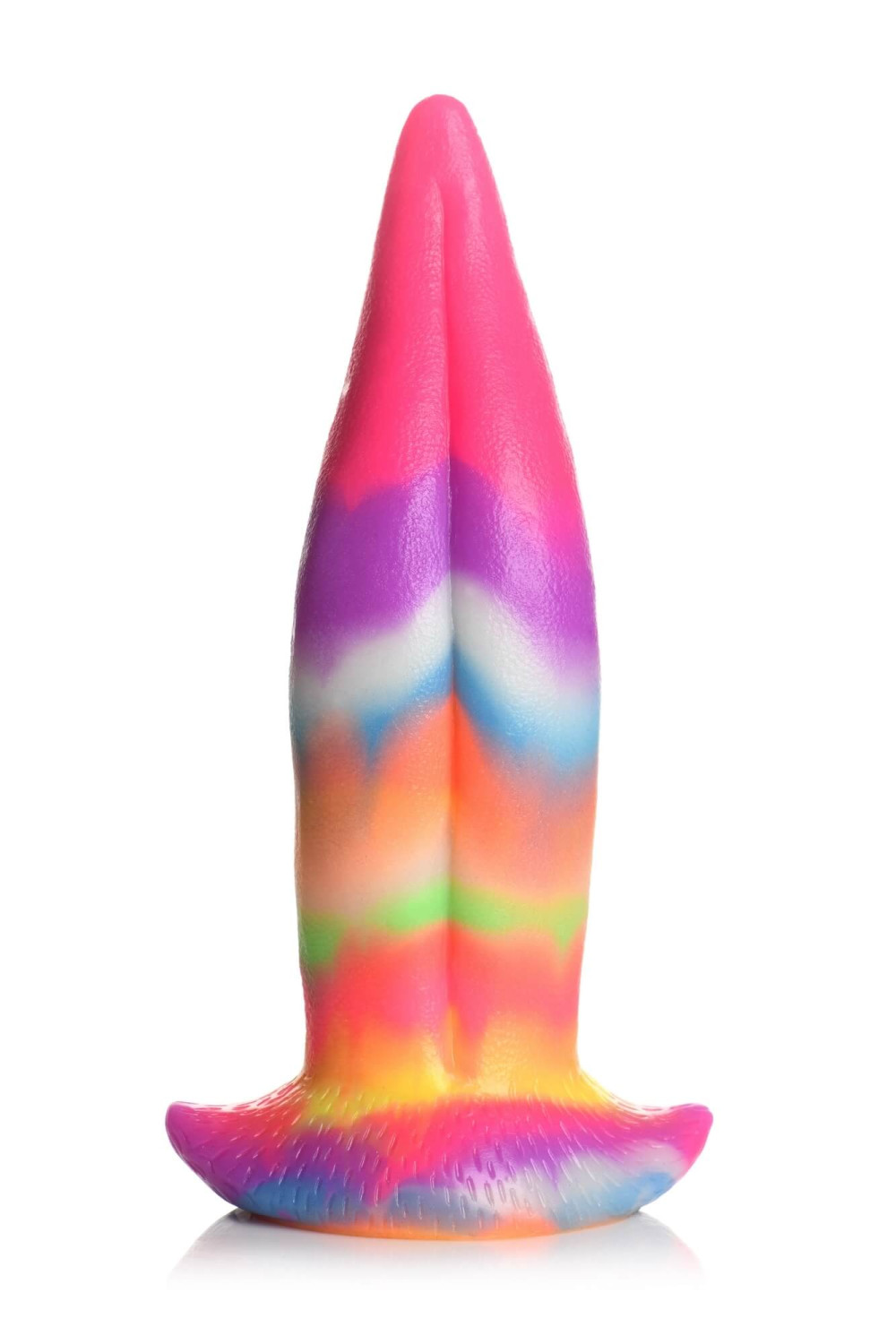 Creature Cocks Tongue - svítící silikonové dildo - 21 cm (duhové)