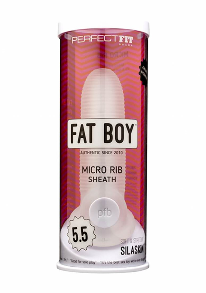 Levně Fat Boy Micro Ribbed - návlek na penis (15 cm) - mléčně bílý