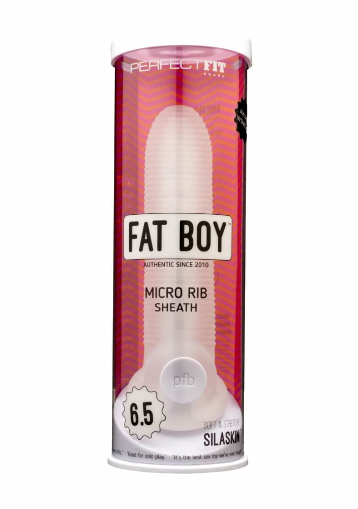 Levně Fat Boy Micro Ribbed - návlek na penis (17 cm) - mléčně bílý