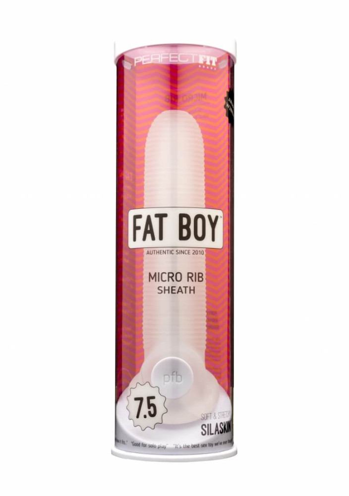 Levně Fat Boy Micro Ribbed - návlek na penis (19 cm) - mléčně bílý
