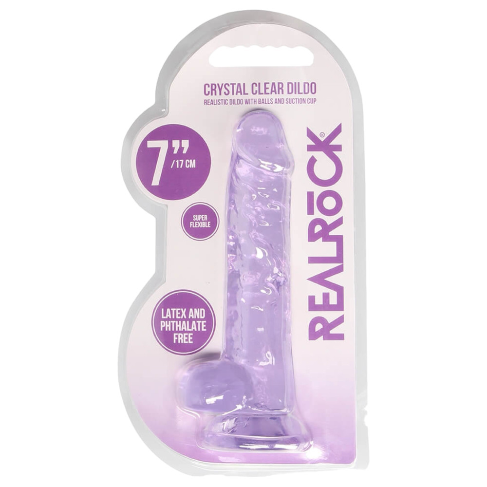 Levně REALROCK - průsvitné realistické dildo - fialové (17cm)