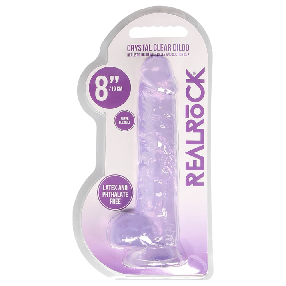 Levně REALROCK - průsvitné realistické dildo - fialové (19cm)