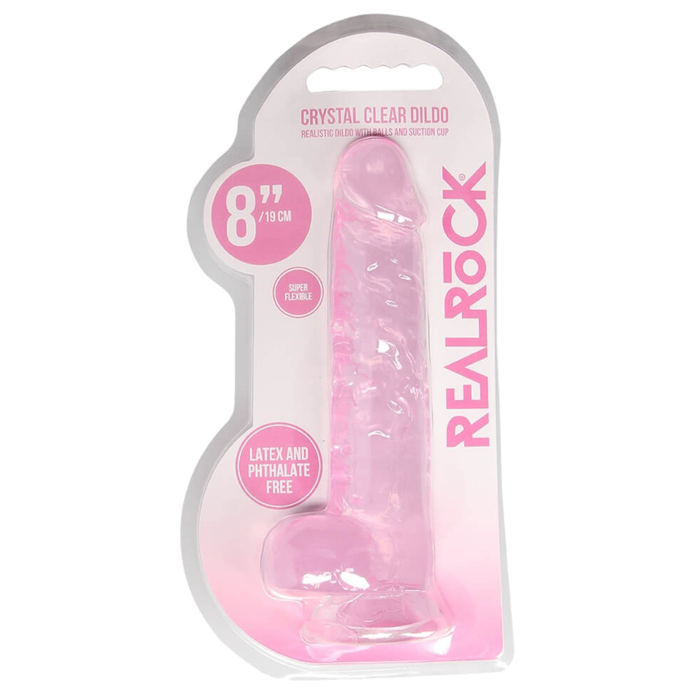 Levně REALROCK - průsvitné realistické dildo - růžové (19cm)