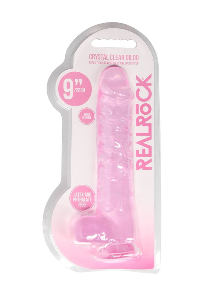 Levně REALROCK - průsvitné realistické dildo - růžové (22cm)
