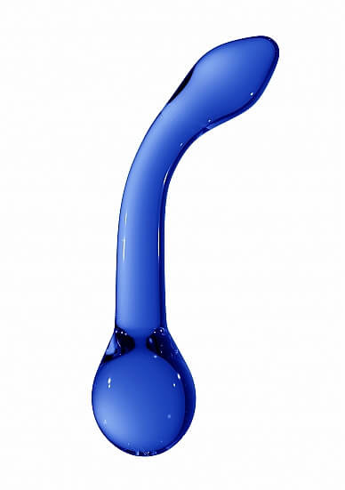 Levně Christalino G-Rider - ohnuté skleněné dildo na bod G (modré)