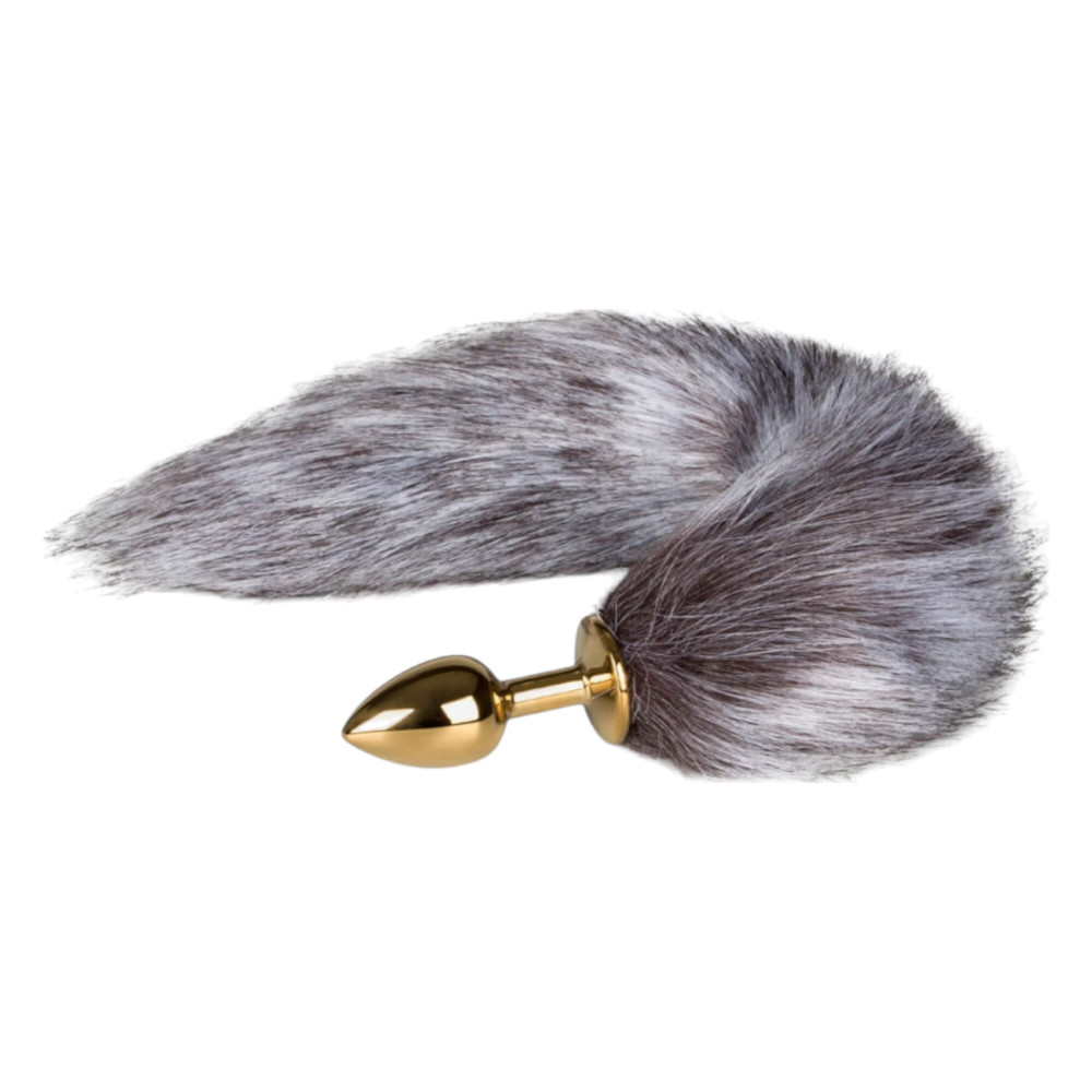 Levně Easytoys Fox No5 - kovové anální dildo s ocasem (zlato-stříbrné)