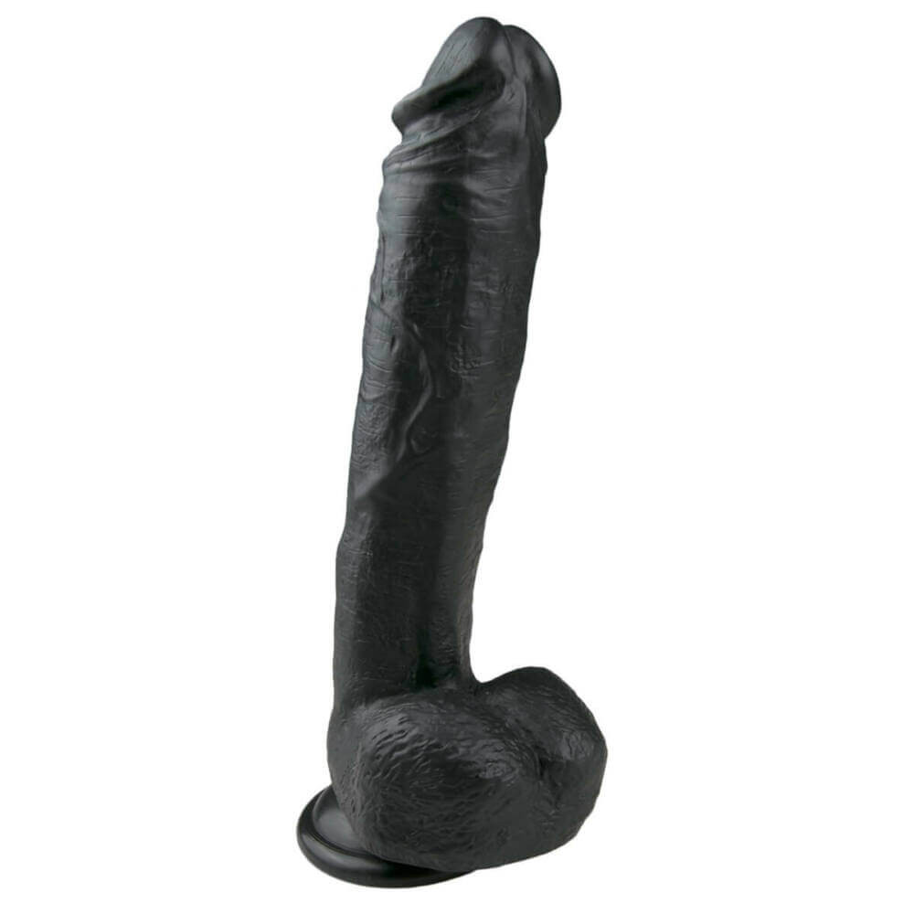 Levně Easytoys - velké dildo s varlaty a přísavkou (26,5cm) - černé