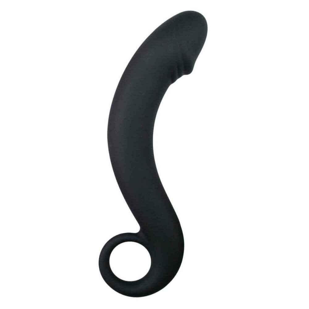 Levně EasyToys Curved Dong - silikonové anální dildo (černé)