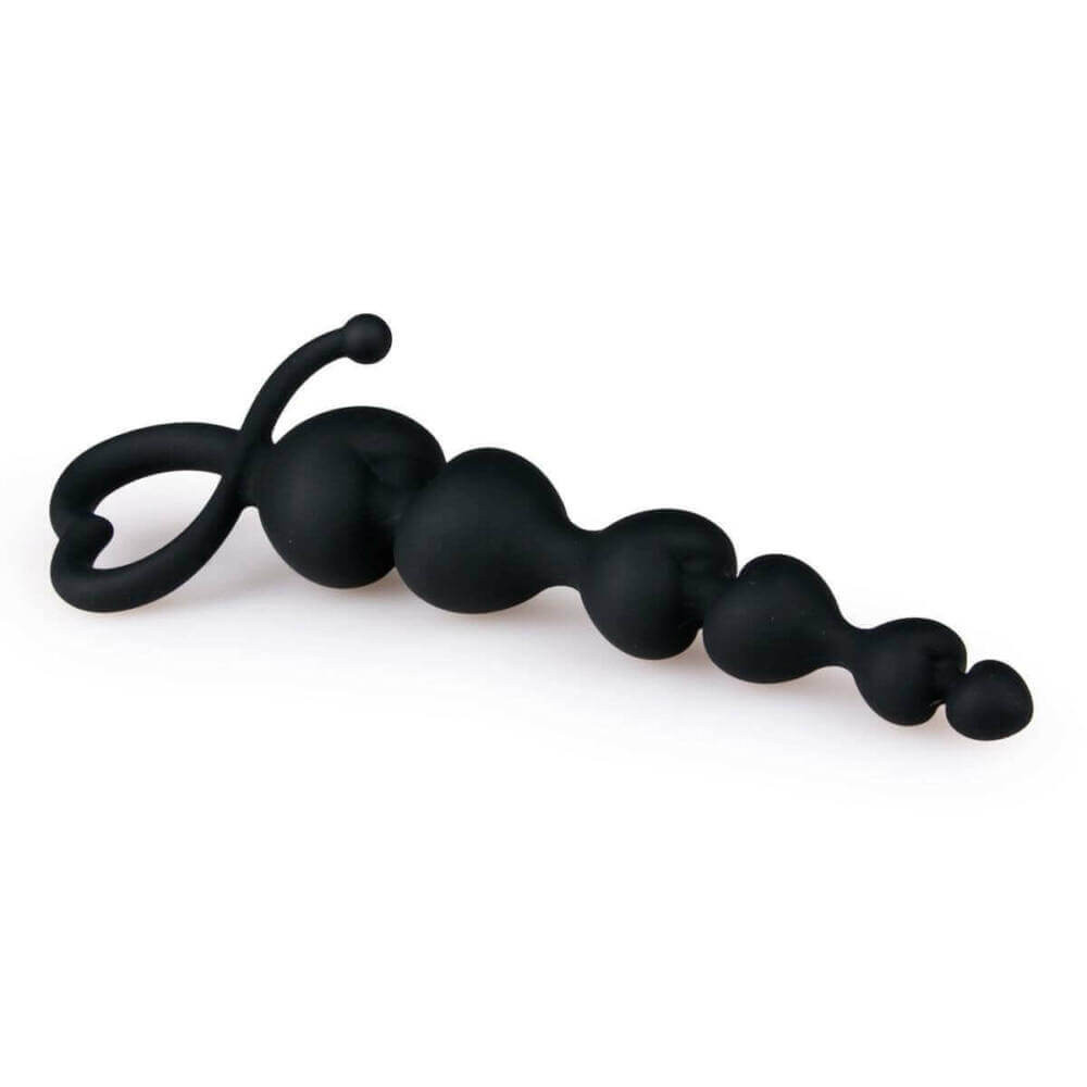 Levně EasyToys - anální dildo s korálky (černé)
