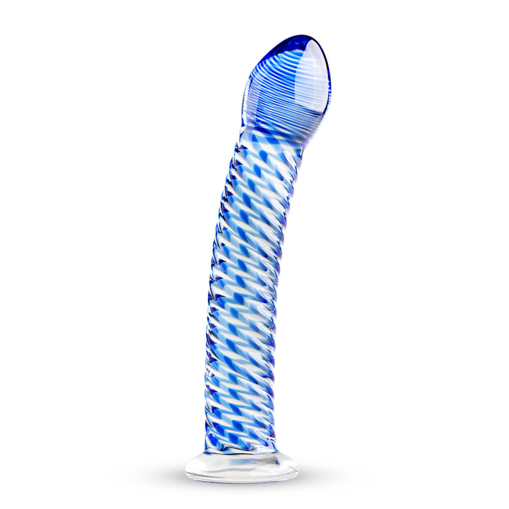 Levně Gildo Glass No. 5 - spirálové skleněné dildo (průsvitné modré)