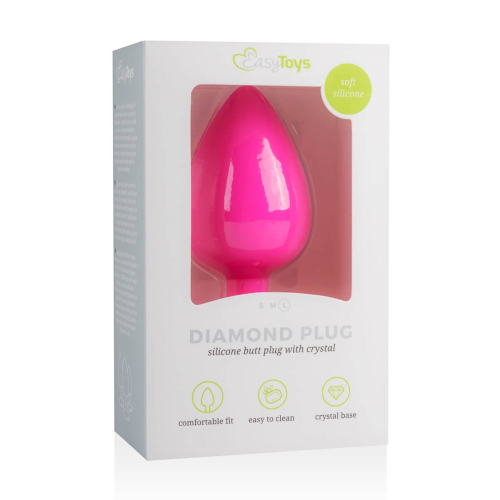 Levně Easytoys Diamond - anální dildo s bílým kamínkem (velké) - růžové