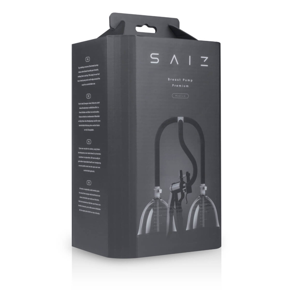 Saiz Premium - dvojitá pumpa na prsa - malá (průhledná-černá)
