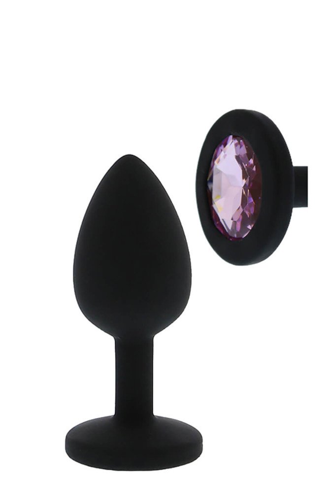 Levně All time Favorites - anální dildo silikonové fialovým kamenem (černé)
