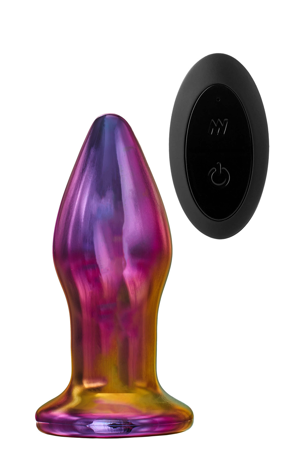 Levně Glamour Glass - kónický, rádiem řízený, skleněný anální vibrátor (barevný)