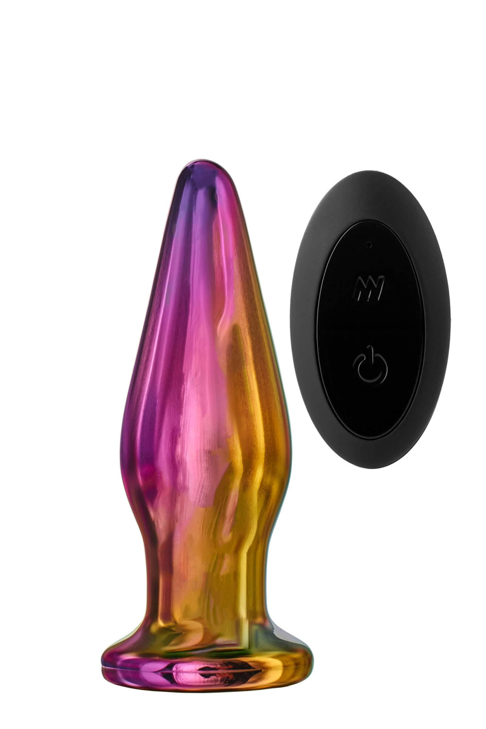 Levně Glamour Glass - skleněný anální vibrátor s vrcholem, řízený rádiem (barevný)