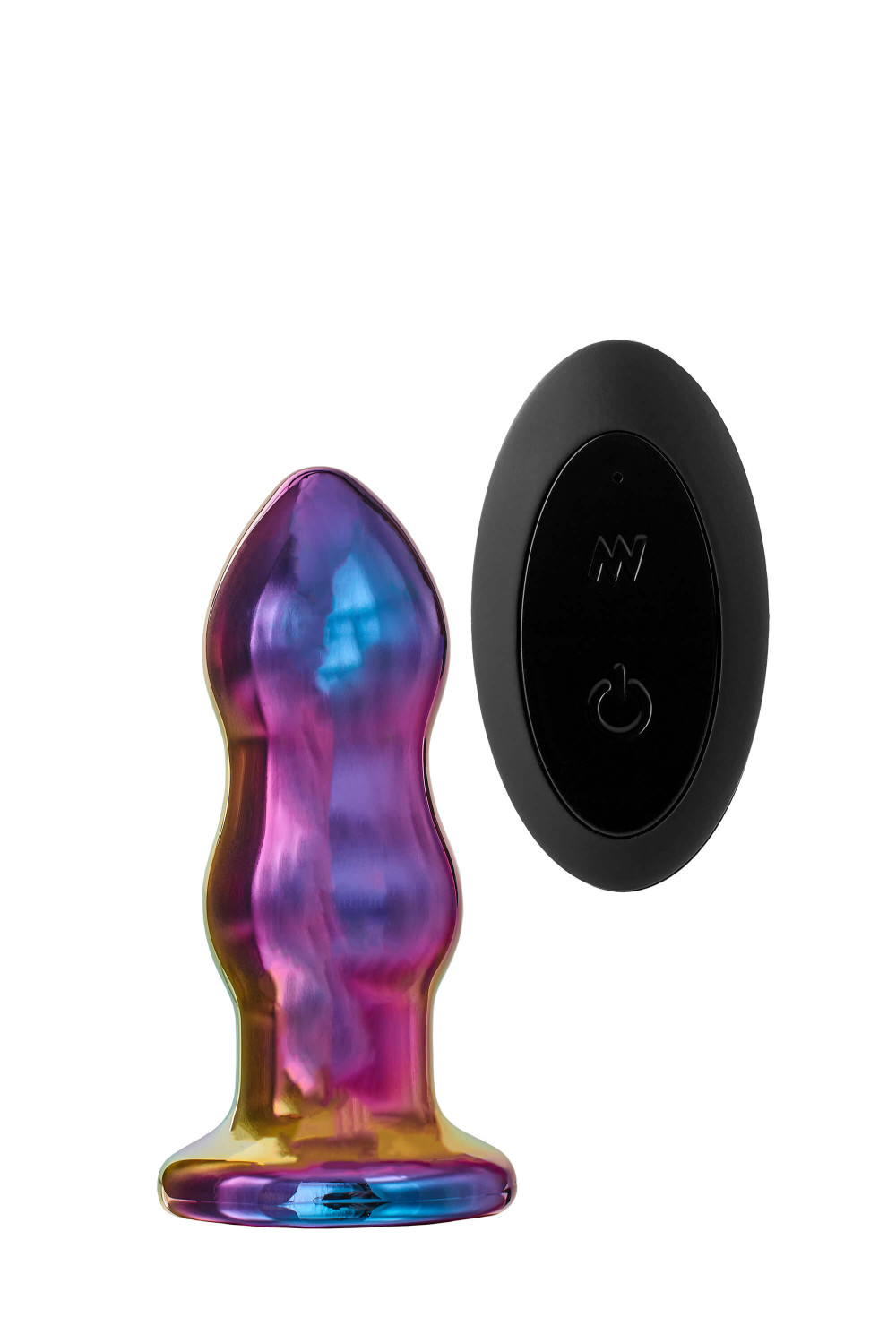 Levně Glamour Glass - vlnitý, rádiem řízený, skleněný anální vibrátor (barevný)