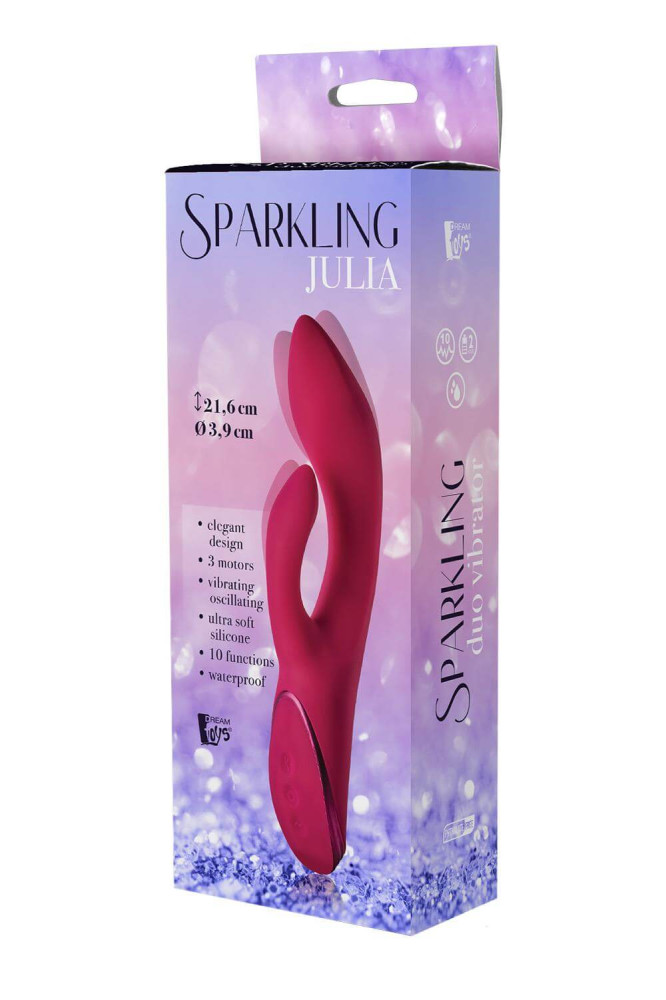 Levně Sparkling Duo Vibrator Julia - nabíjecí vibrátor s ramenem na klitoris (červený)