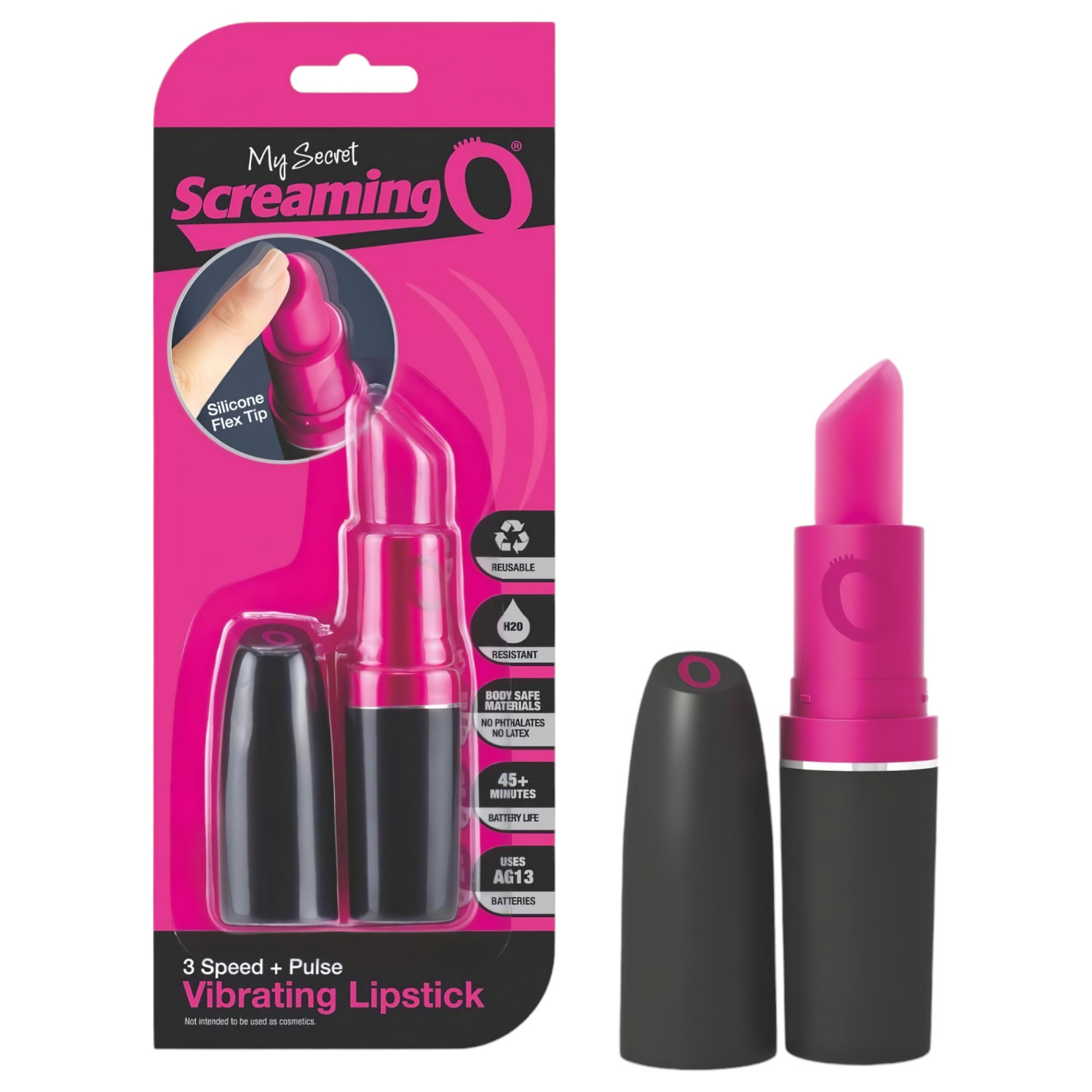 Levně Screaming Lipstick - vibrátor ve tvaru rtěnky (pink-černý)