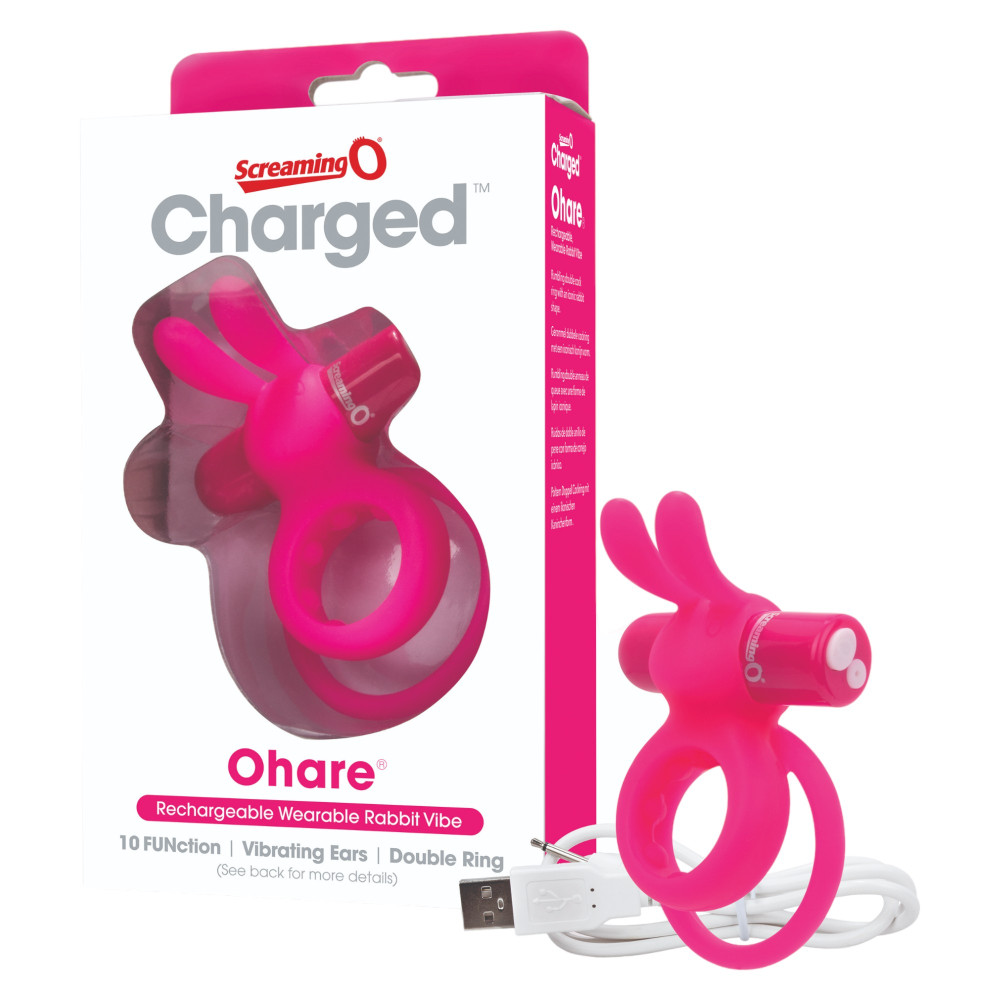 Levně Screaming Charged Ohare - nabíjecí kroužek na penis se zajíčkem (růžový)