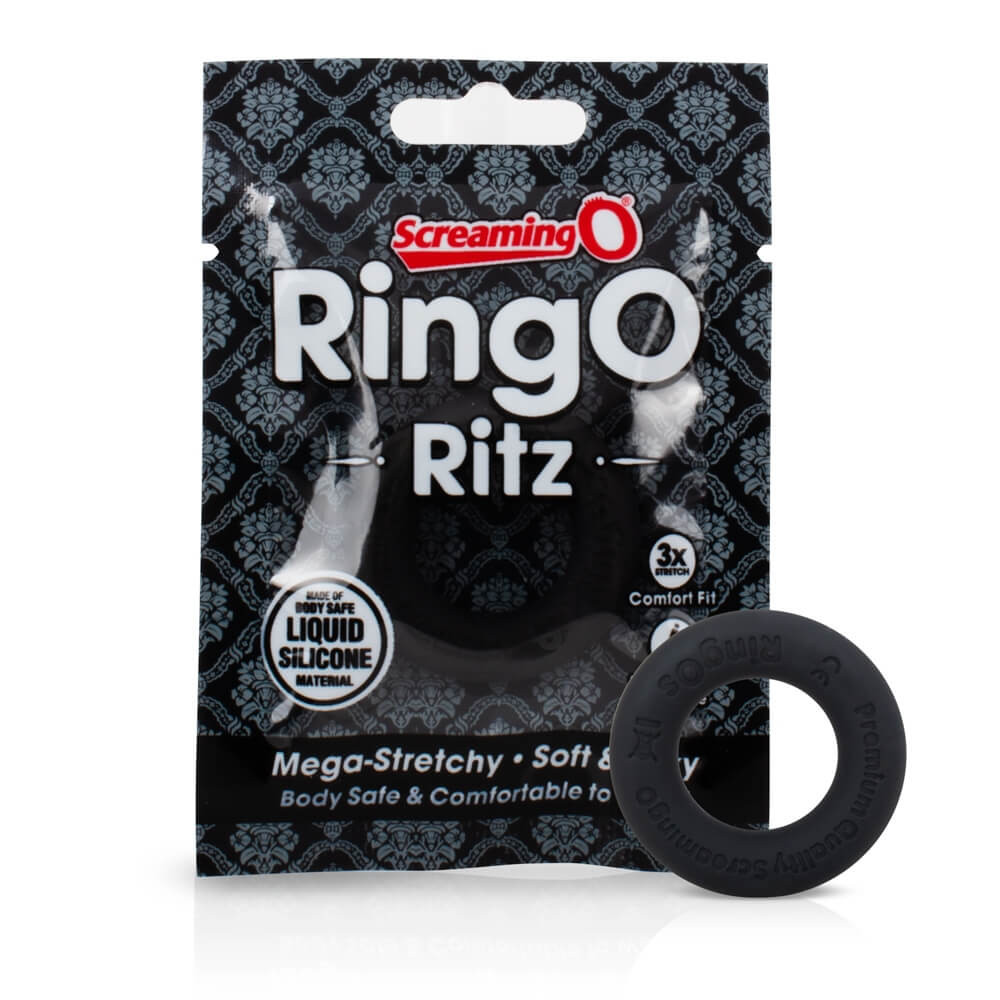 Levně Screaming O Ritz - silikonový kroužek na penis (černý)