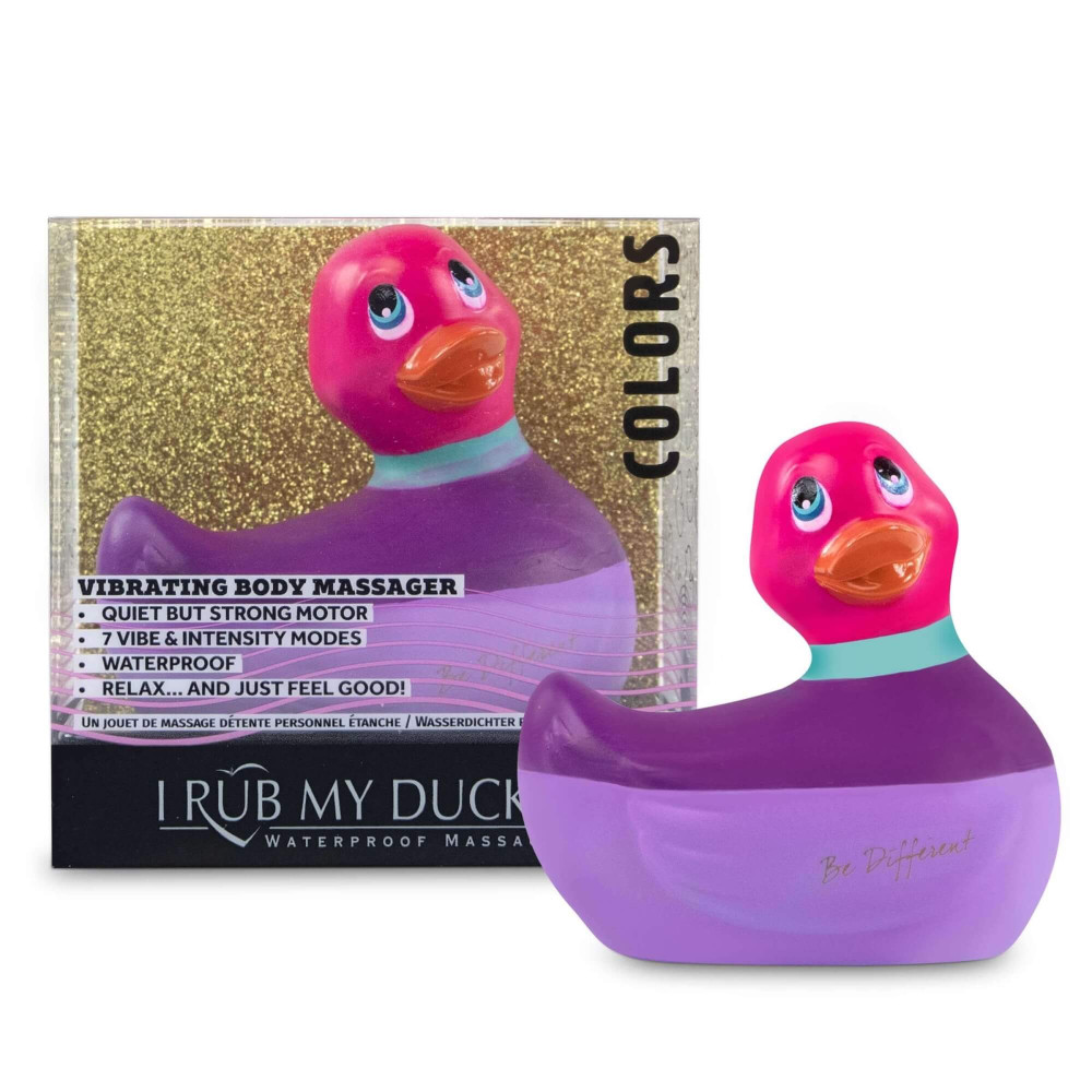 Levně My Duckie Colors 2.0 - vodotěsný vibrátor na klitoris - proužkovaná kačenka (fialovo-růžová)