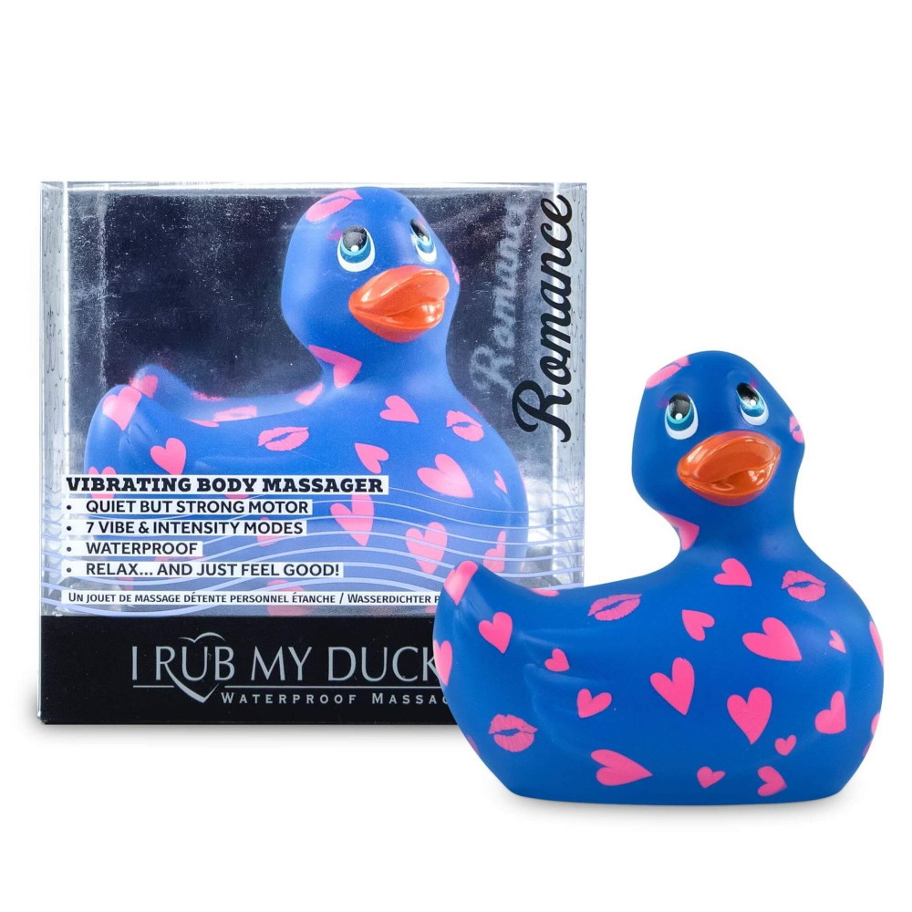 Levně My Duckie Romance 2.0 - vodotěsný vibrátor na klitoris - kačenka se srdíčky (modro-růžová)