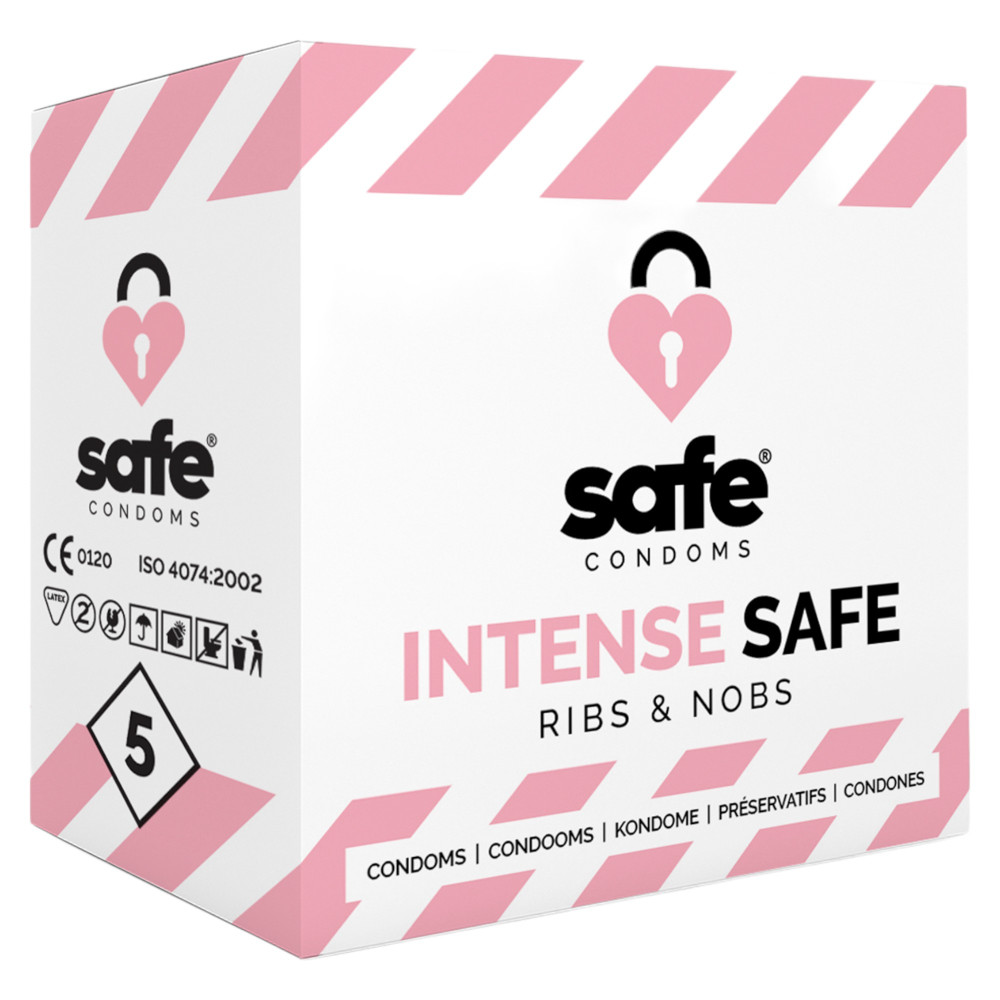 SAFE Intense Safe - vrúbkované a bodkované kondómy (5ks)