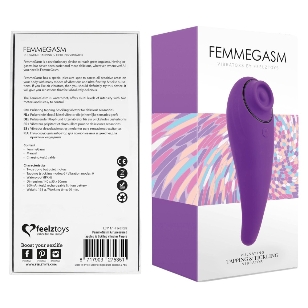 Levně FEELZTOYS Femmegasm - dobíjecí, vodotěsný vaginální a klitorální vibrátor (fialový)