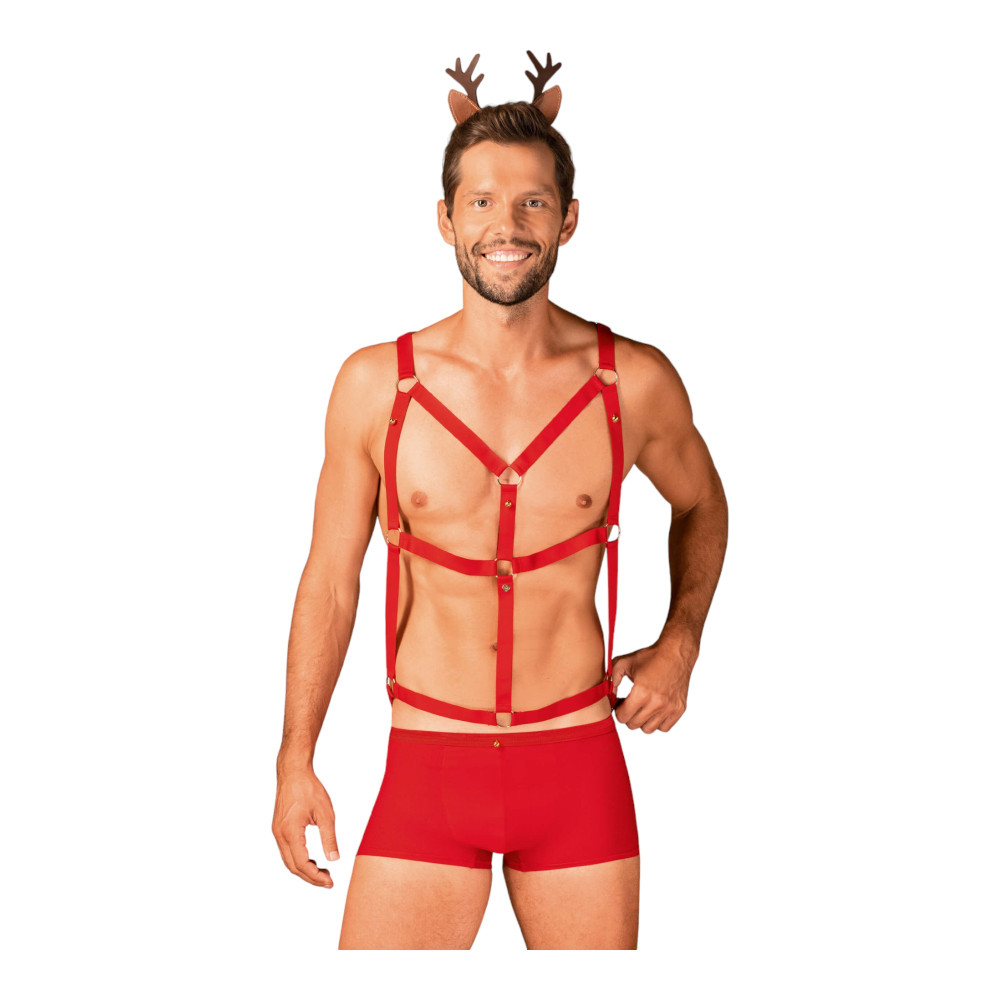 Levně Obsessive Mr Reindy - pánský kostým soba (3 kusy) - červený